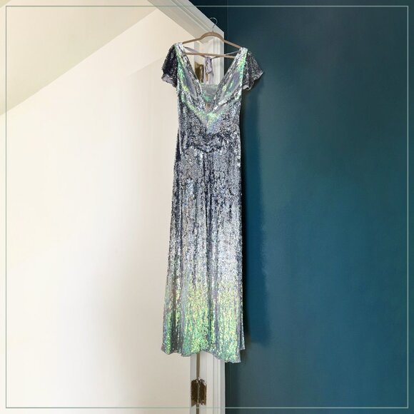 $4990 New Temperley London Superwoman Ruth Ice Blue and Silver Runway Gown - Picture 5 of 16